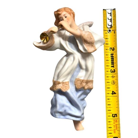 Heavenly Trumpeter Hand-Painted Porcelain Limited Ed Ornament Wood Display Stand - Picture 6 of 6